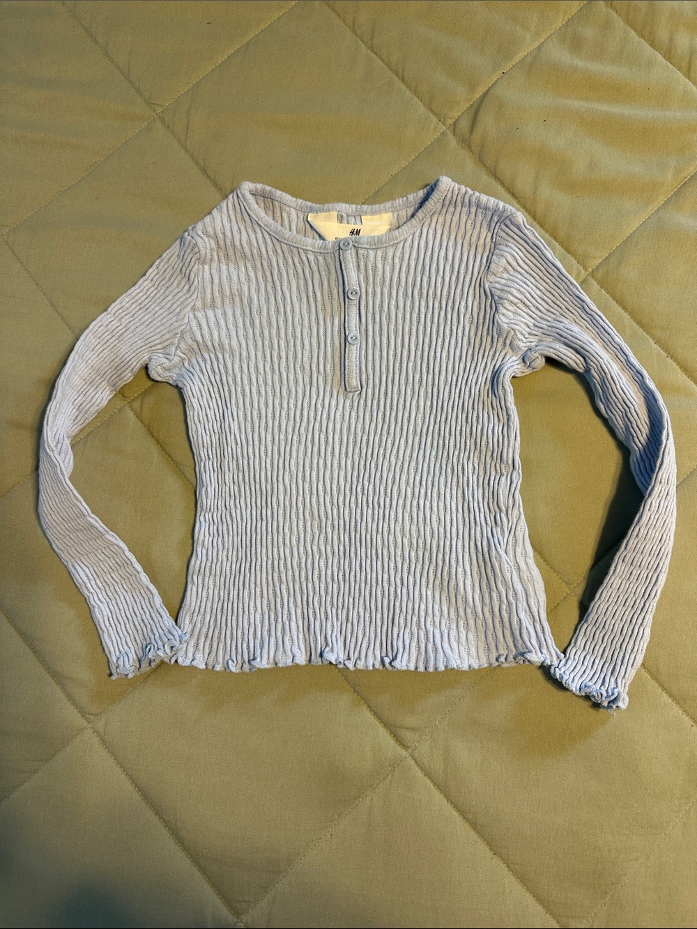 H&M Pale Blue Ribbed Long-Sleeve Henley